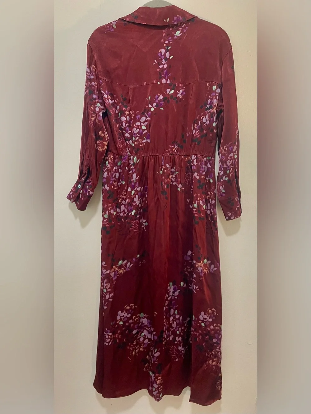 VINCE Forsythia Shaped-Collar Tie-Front Midi Dress Size Small 4 6